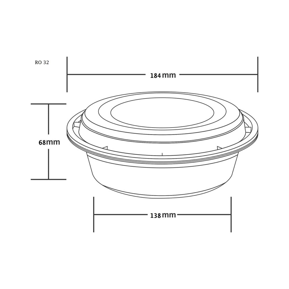 Disposoul Round Food Container Premium Series RO 32 With LID 960ML
