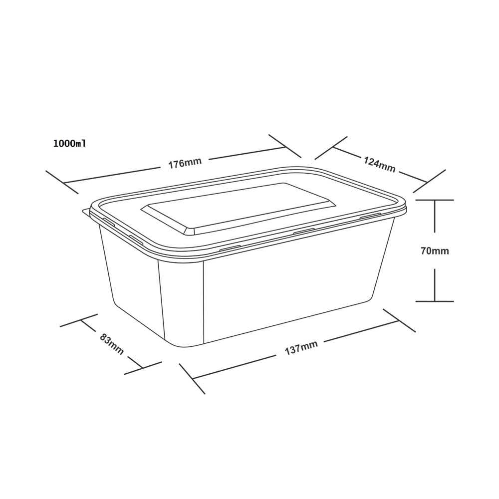 Disposoul Rectangular Food Container With LID 1000 ml