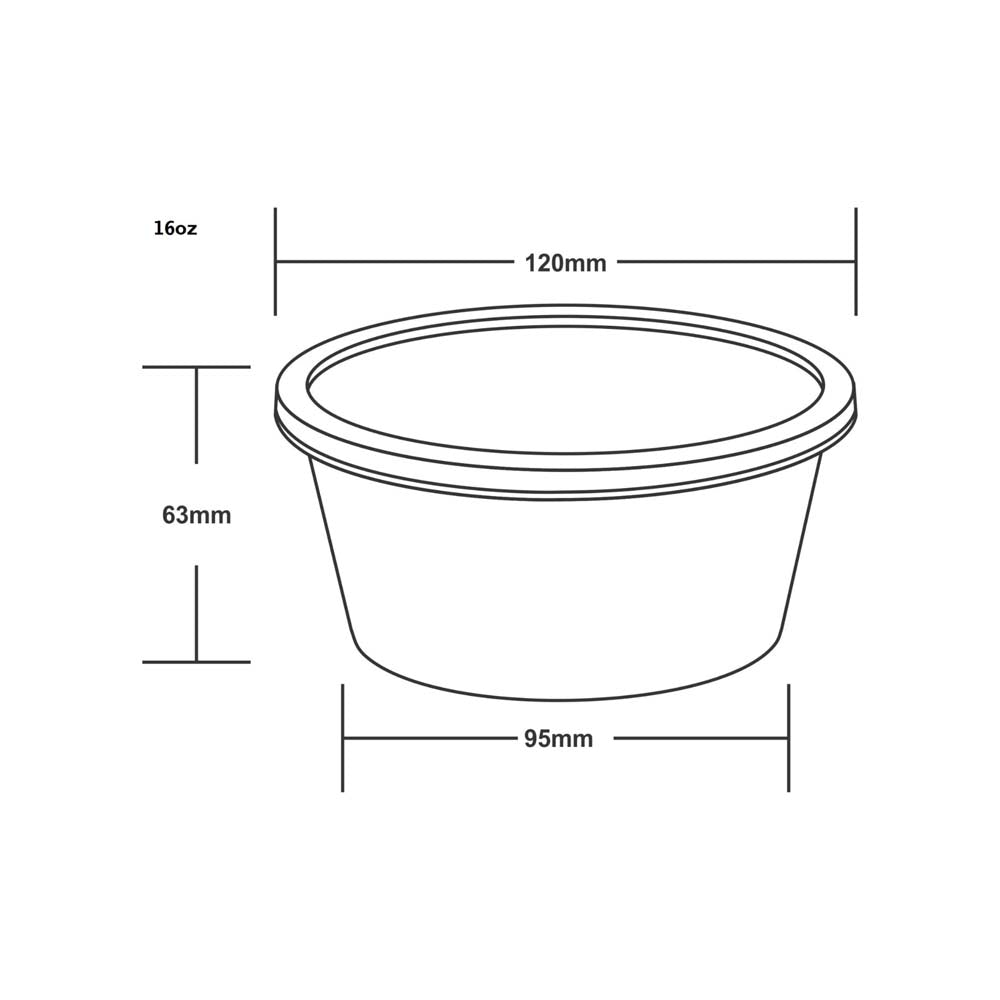 Disposoul Round Food Container With LID 16 Oz 500Ml