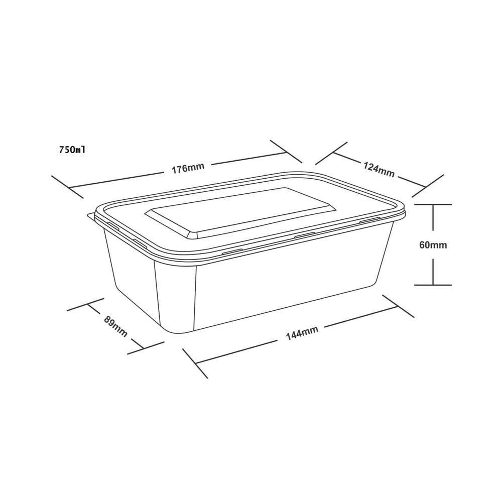 Disposoul Rectangular Food Container With LID 750 ml