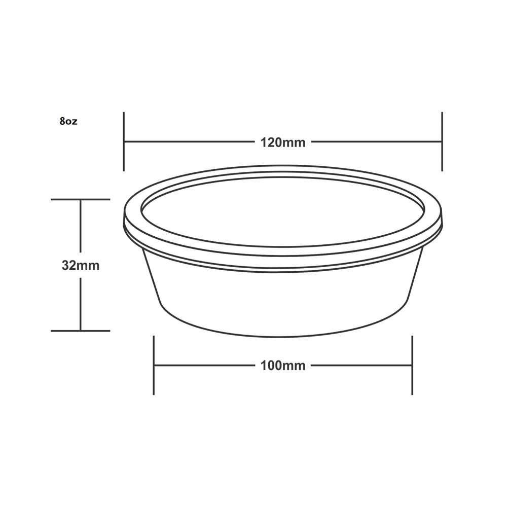 Disposoul Round Food Container With LID 8 Oz 250Ml