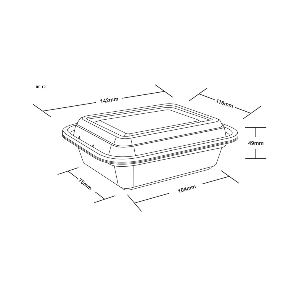 Disposoul Rectangular Container Premium Series RE 12 With LID 360ML