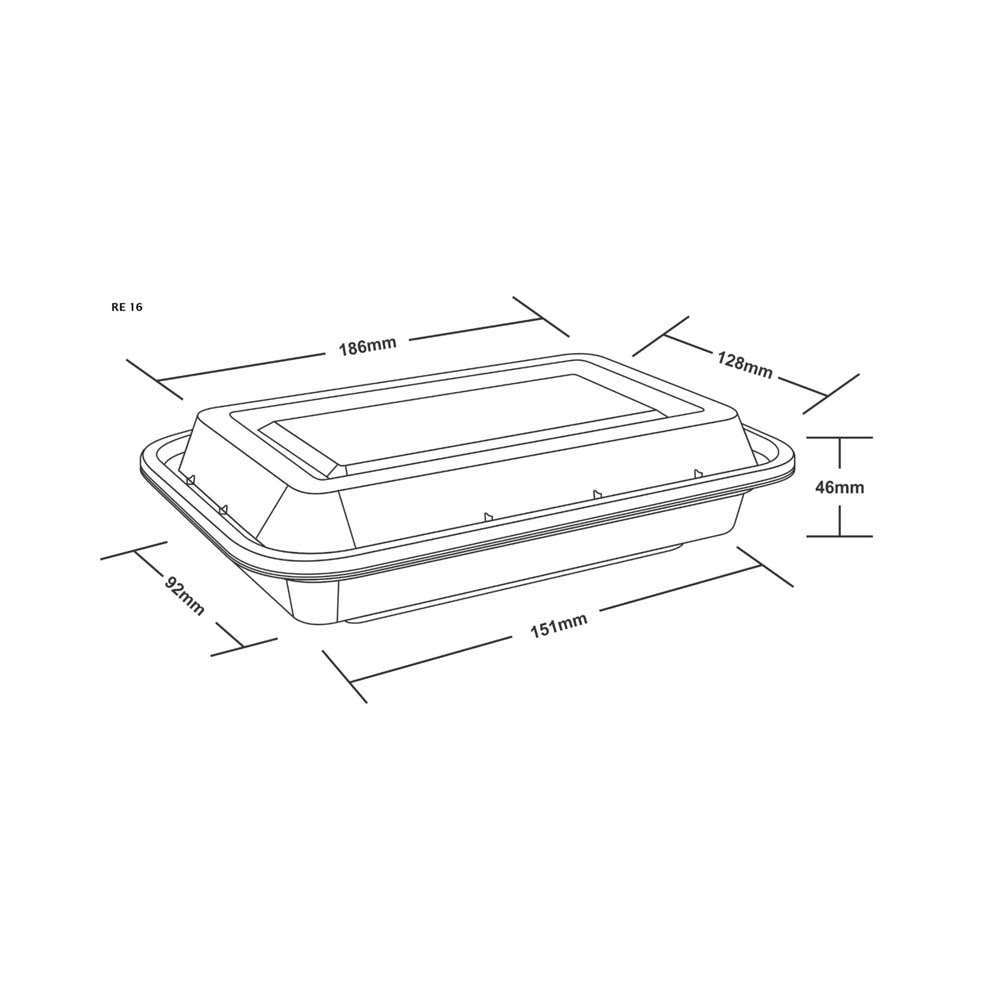 Disposoul Rectangular Container Premium Series RE 16 With LID 480ML