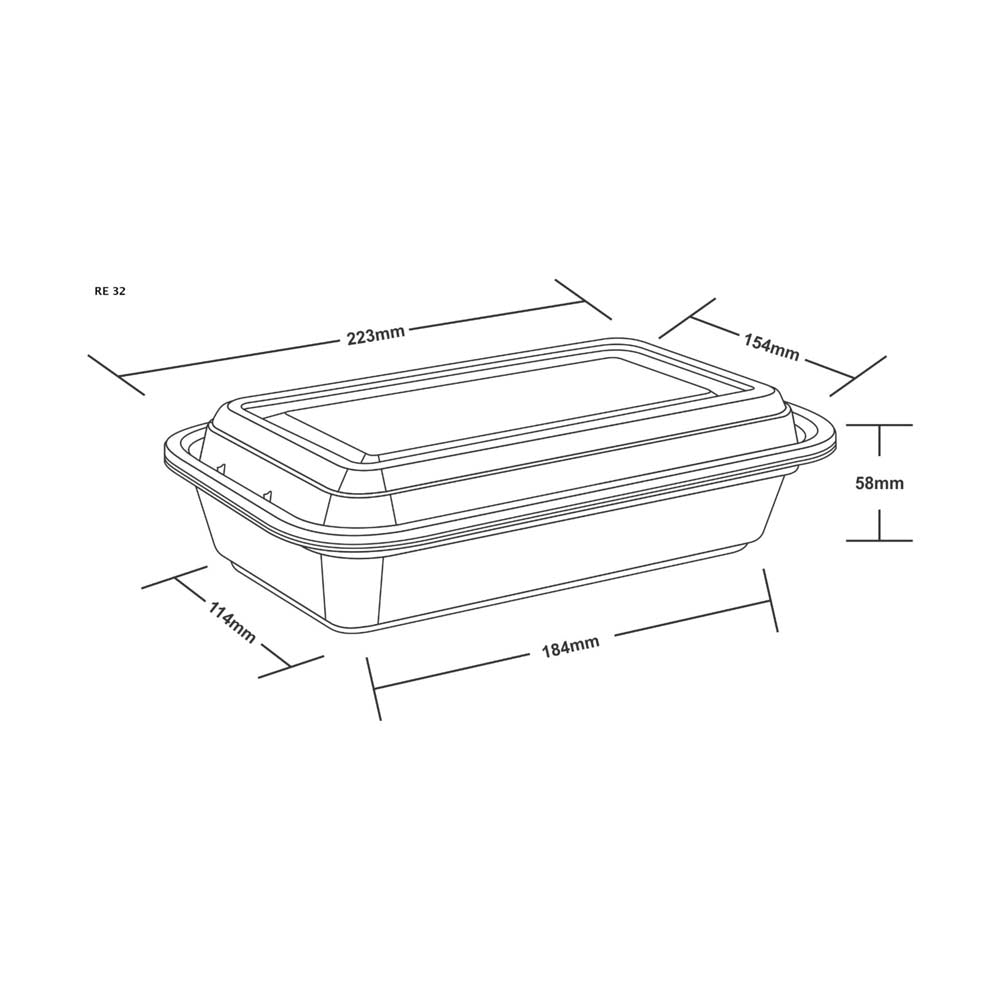 Disposoul Rectangular Container Premium Series RE 32 With LID 960ML