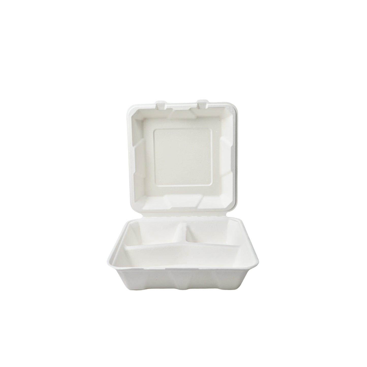 Disposoul 9"x9" 3CP Square Sugarcane Bagasse Clamshell Container Box