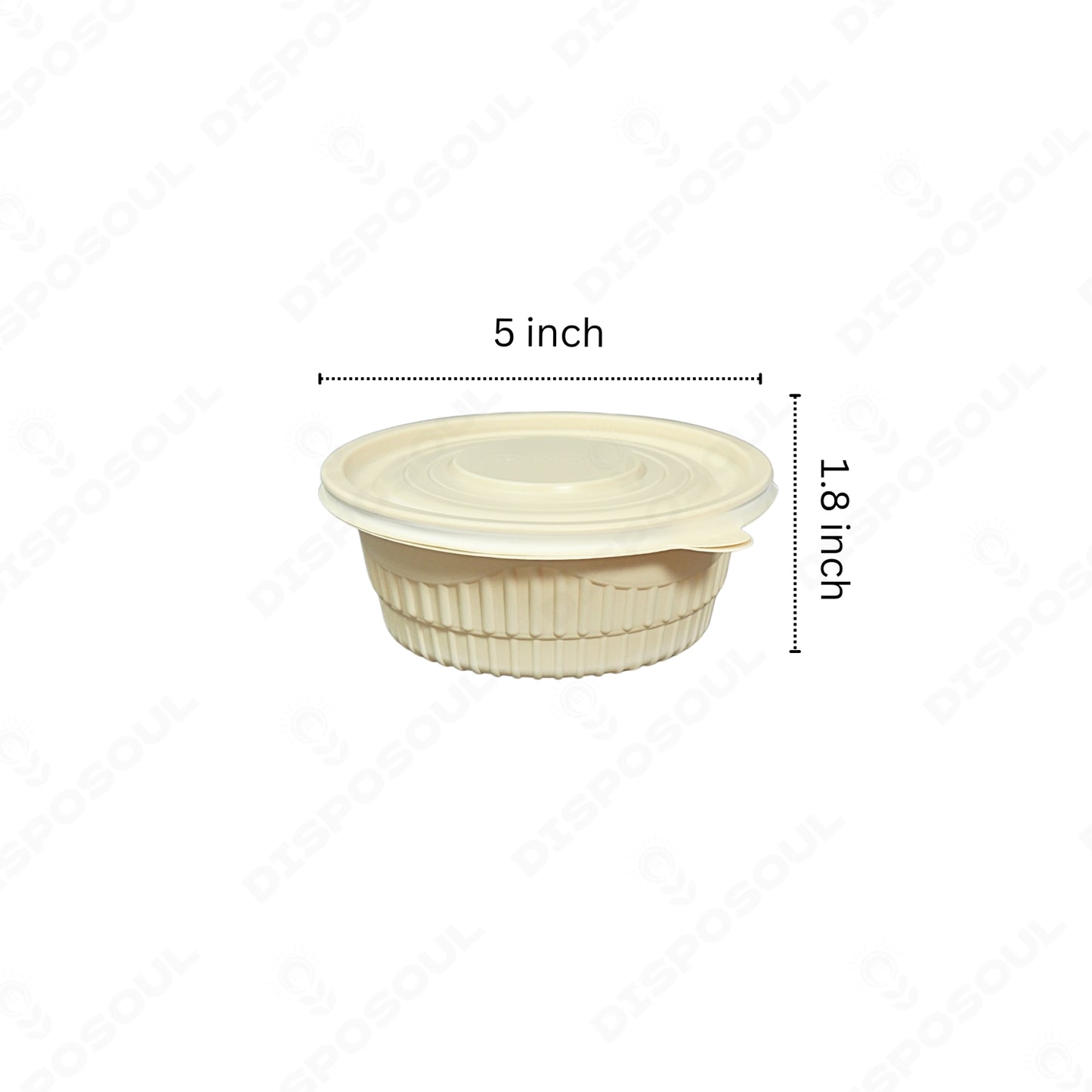 Disposoul Round Cornstarch Disposable Food Container With Lid 350Ml