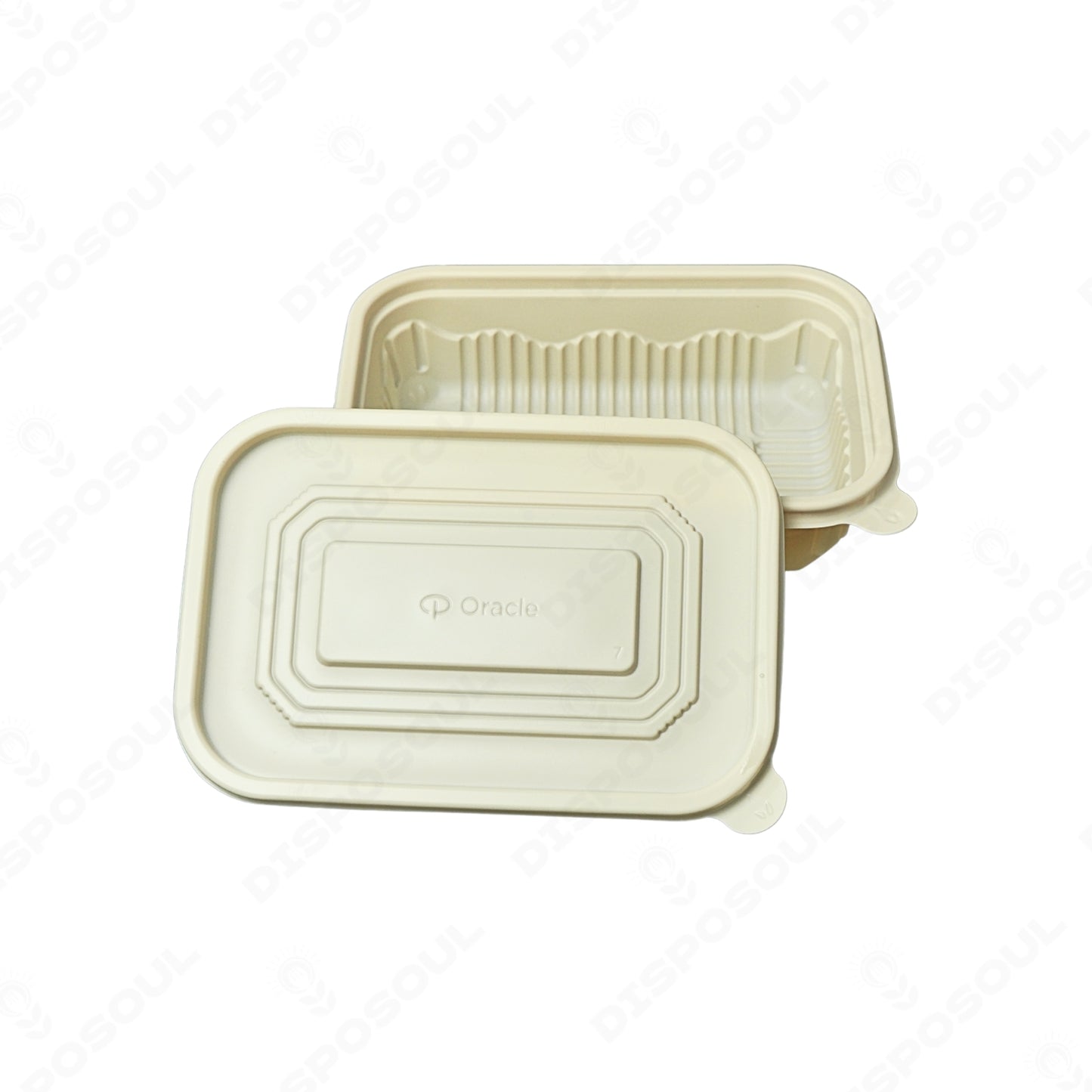 Disposoul Rectangular Cornstarch Disposable Food Container With Lid 1000Ml (50pcs)