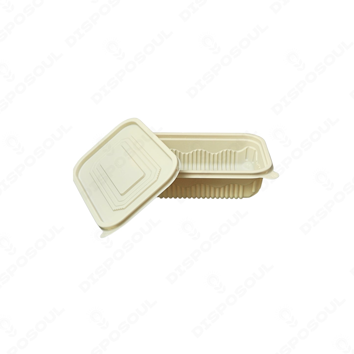 Disposoul Rectangular Cornstarch Disposable Food Container With Lid 500Ml