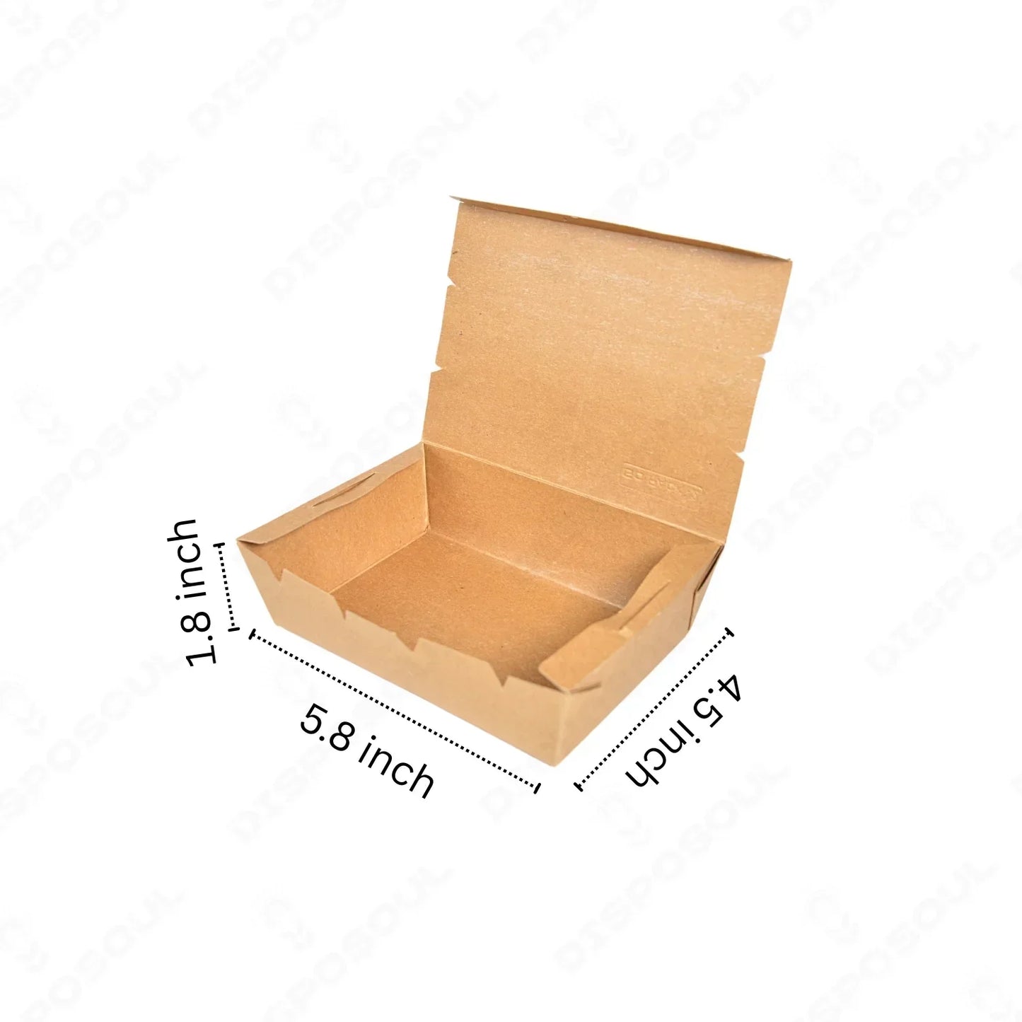 Kraft paper food packaging box with lid, 5.8 x 4.5 x 1.8 inch, disposable container