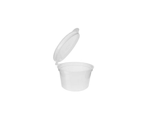 Disposoul Round Sauce & Dip Transparent Hinged Lid Container 1 Oz 30Ml