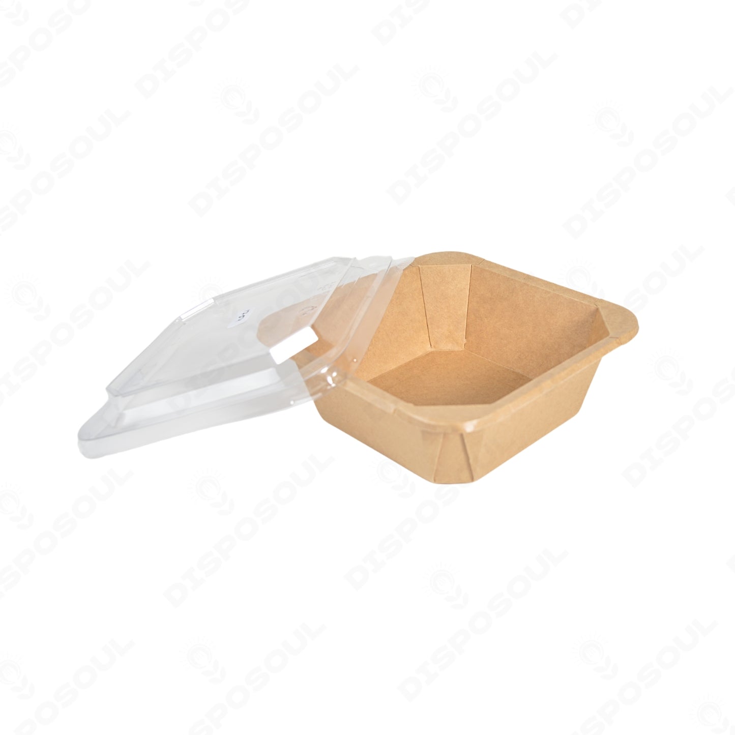 Disposoul 4311K Square Kraft Paper Container With PP Lid