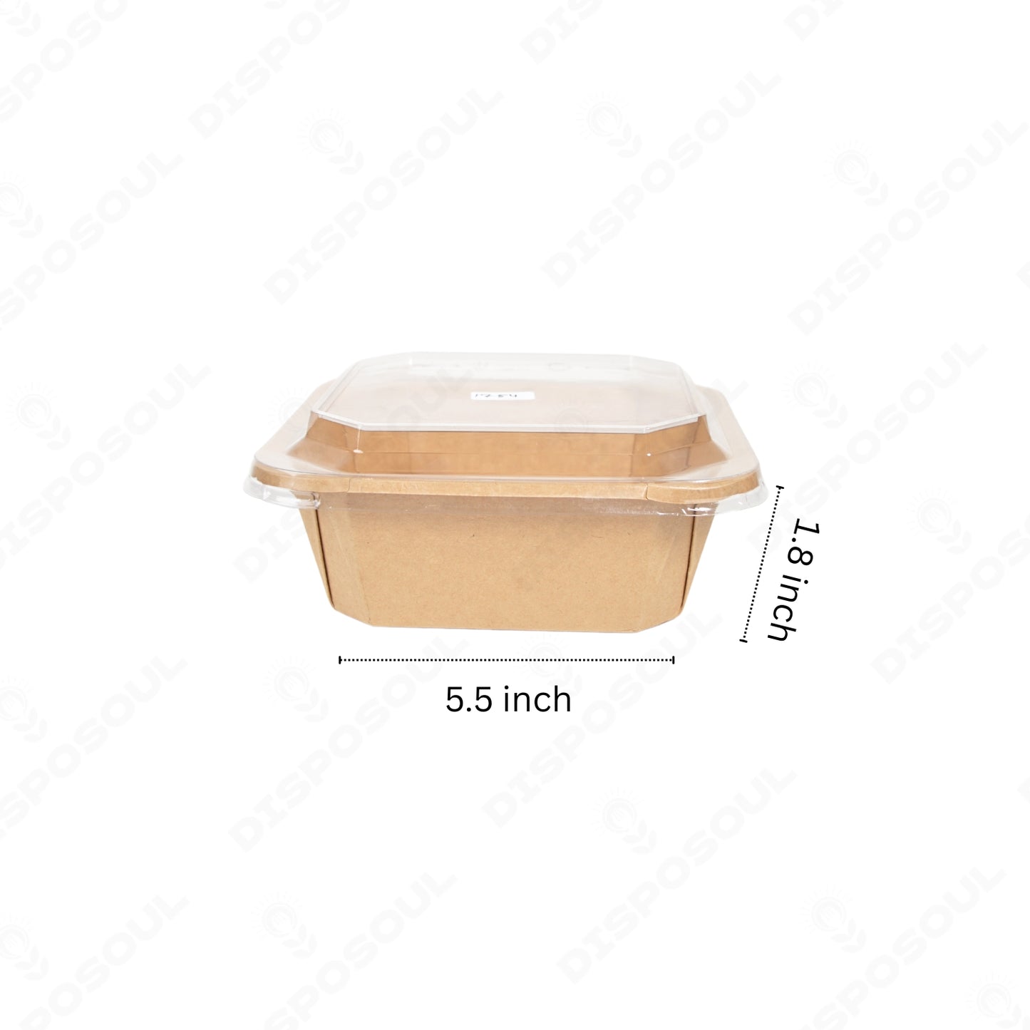Disposoul 4304K Square Kraft Paper Container With PP Lid
