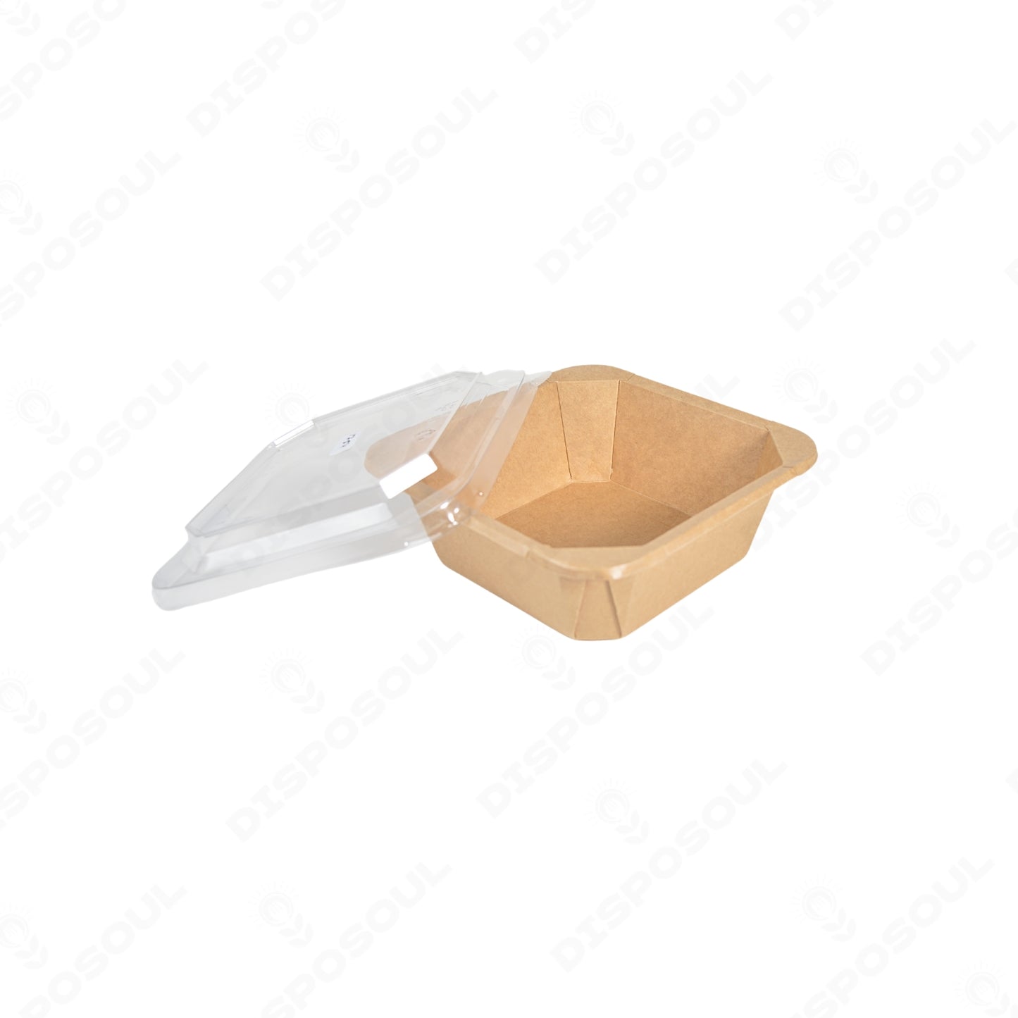 Disposoul 4304K Square Kraft Paper Container With PP Lid
