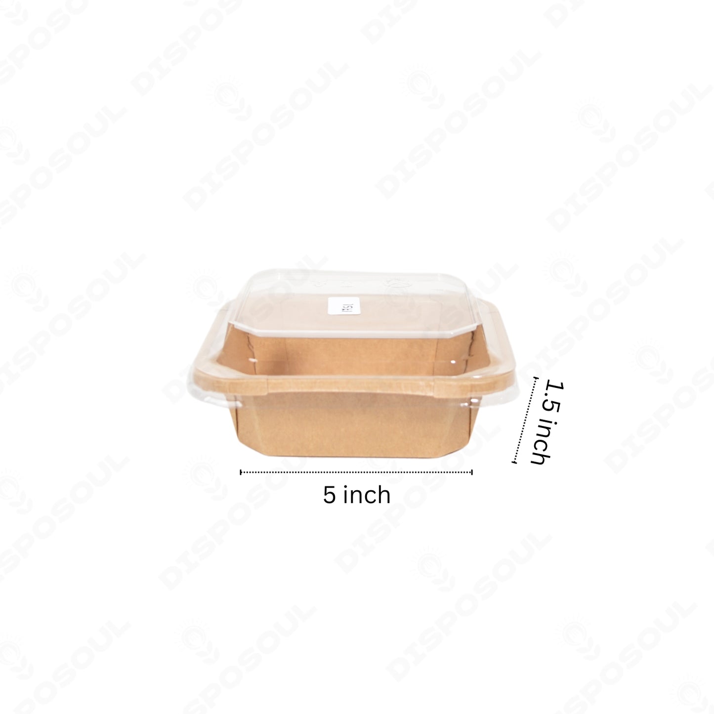 Disposoul 4303K Square Kraft Paper Container With PP Lid