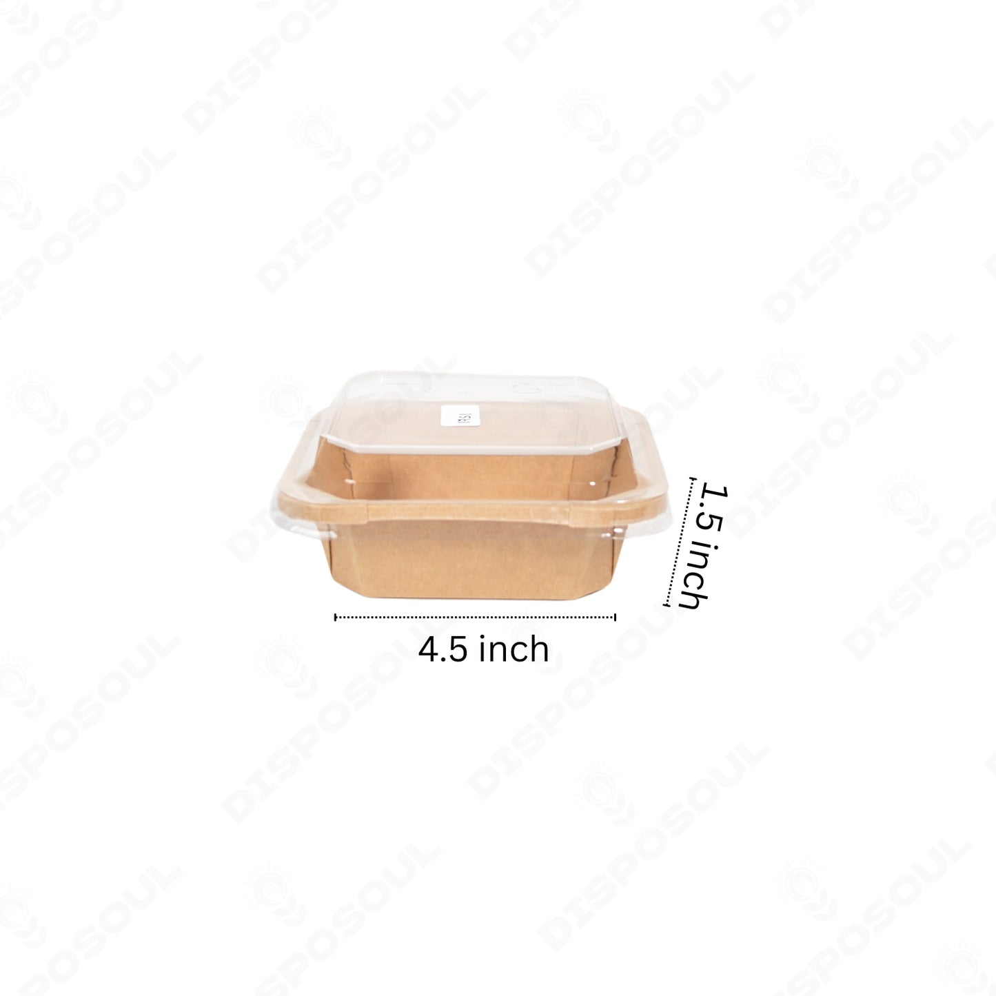 Disposoul 4301K Square Kraft Paper Container With PP Lid