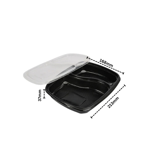 Disposoul 2 Compartment Meal Box Tray With Lid