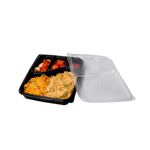 Disposoul 4 Compartment Meal Box Tray with Lid