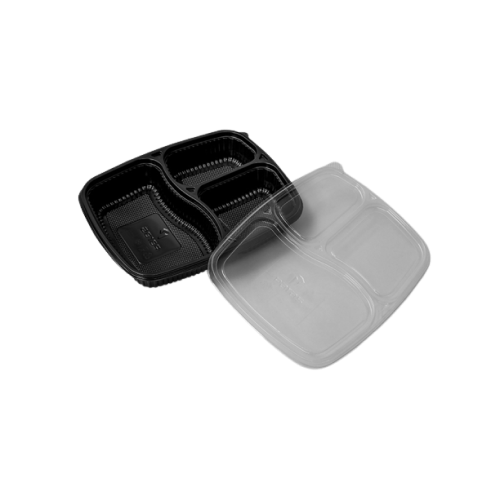 Disposoul 3 Compartment Meal Box Tray With Lid Mini