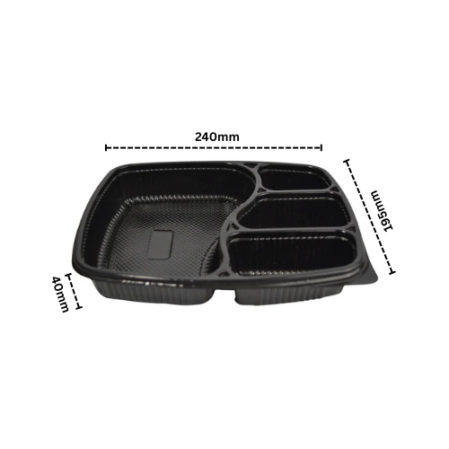 Disposoul 4 Compartment Meal Box Tray with Lid