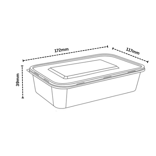 Disposoul Rectangular Food Container With LID 500 ml