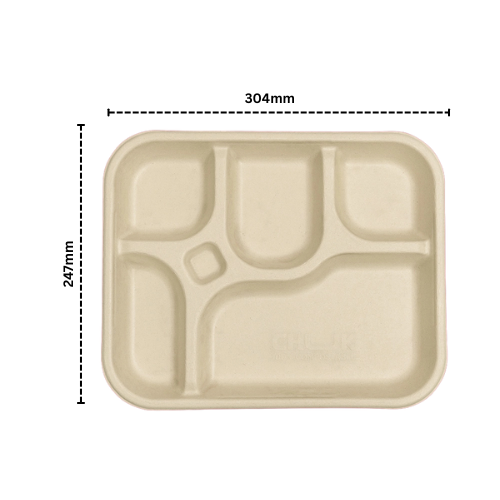 Disposoul Biodegradable Bagasse Disposable 5 CP Serving Plate