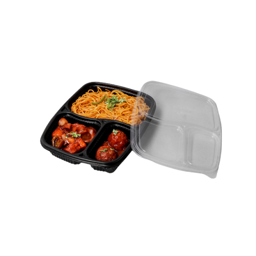 Disposoul 3 Compartment Meal Box Tray With Lid Mini