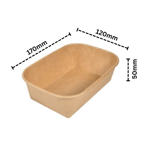 Disposoul Rectangular Paper Container Kraft with LID 650ML