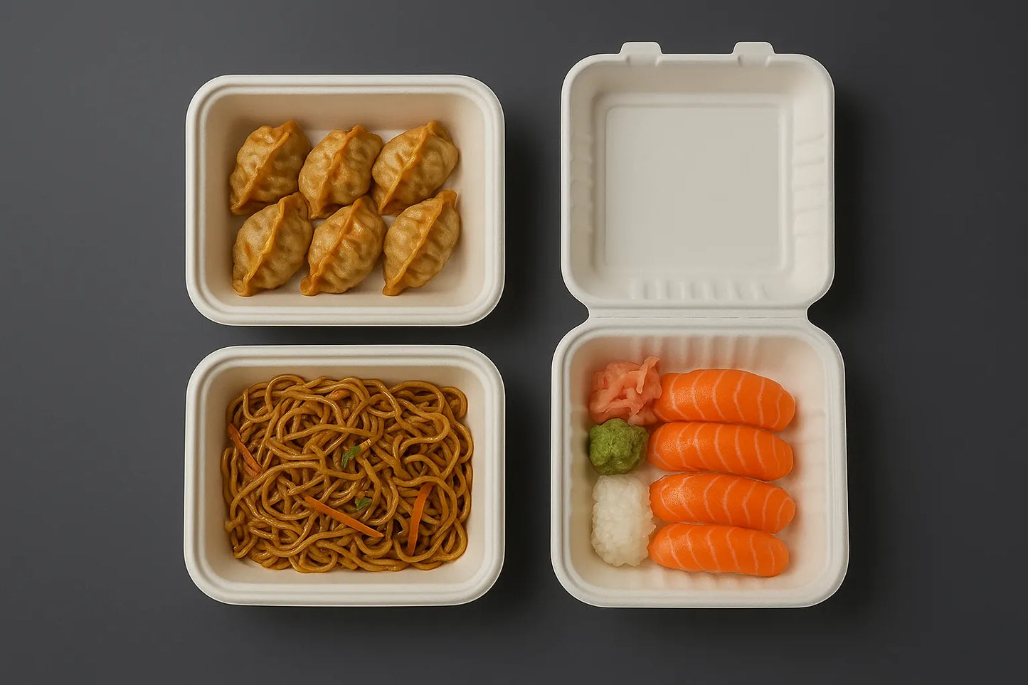 Disposoul 6"x6" Square Sugarcane Bagasse Clamshell Container Box