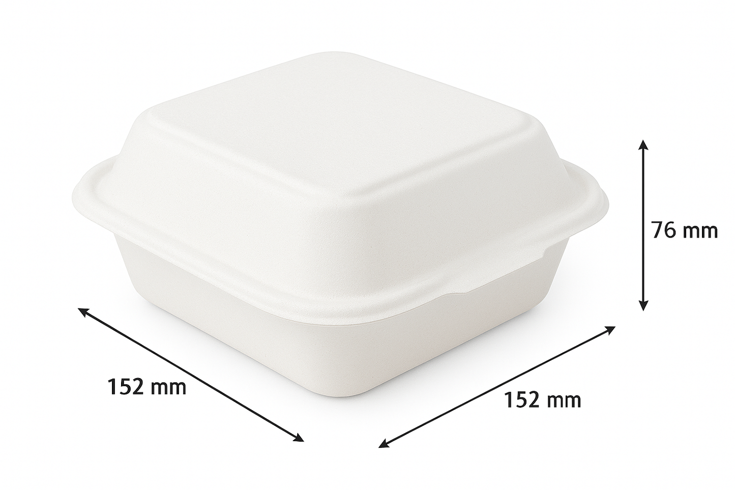 Disposoul 6"x6" Square Sugarcane Bagasse Clamshell Container Box