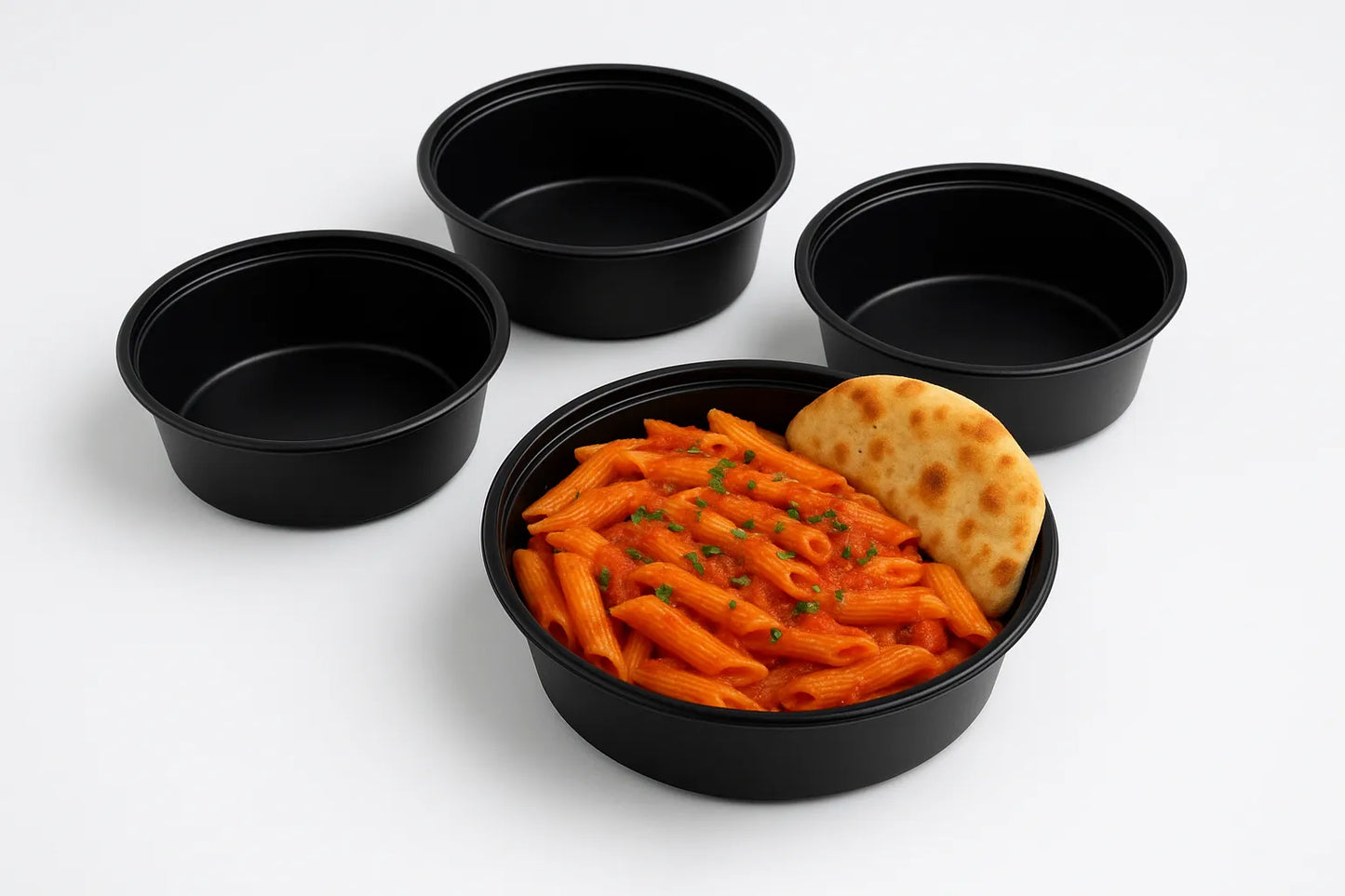 Disposoul Round Food Container With LID 8 Oz Flat 250Ml