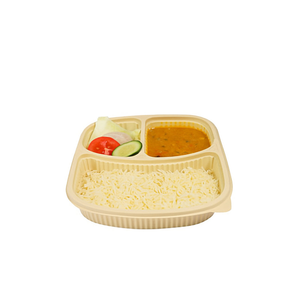 Disposoul 3 Compartment Cornstarch Meal Box Tray With Lid
