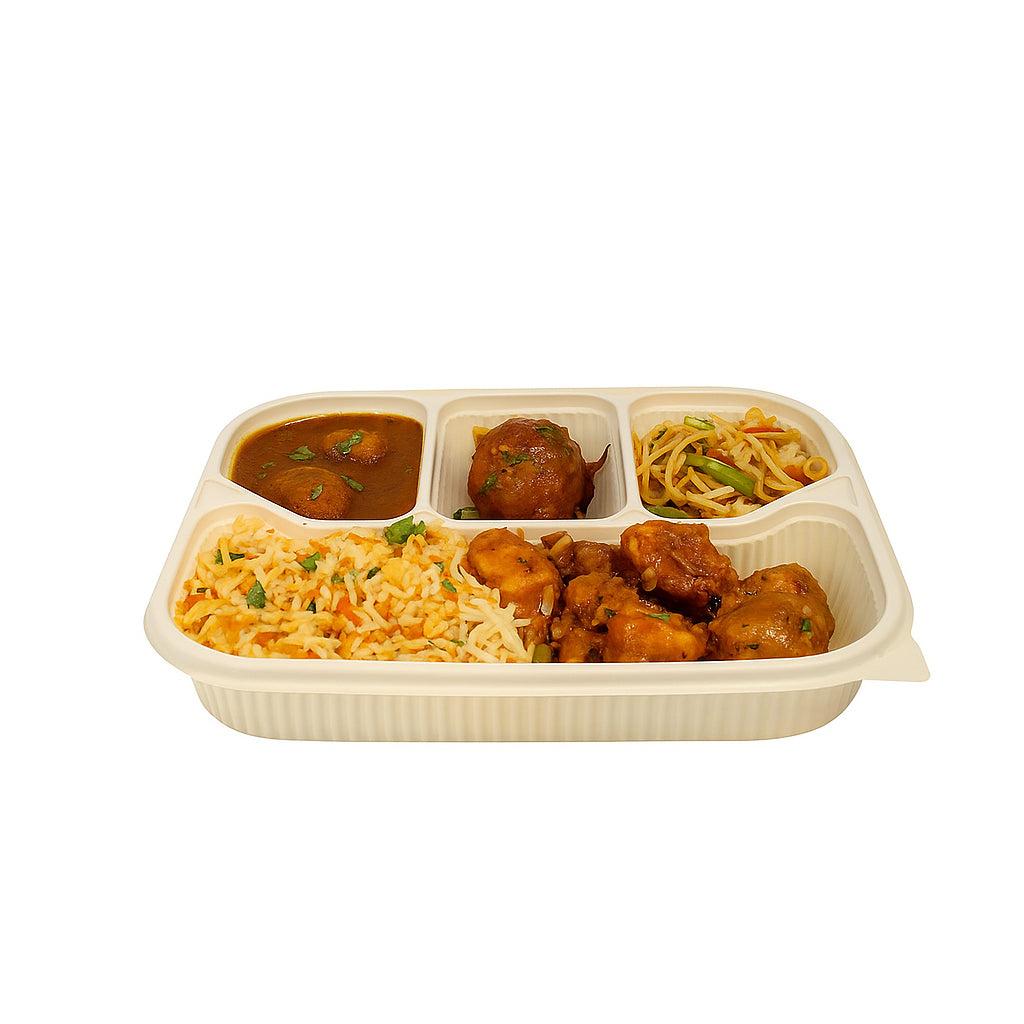 Disposoul 4 Compartment Cornstarch Meal Box Tray With Lid