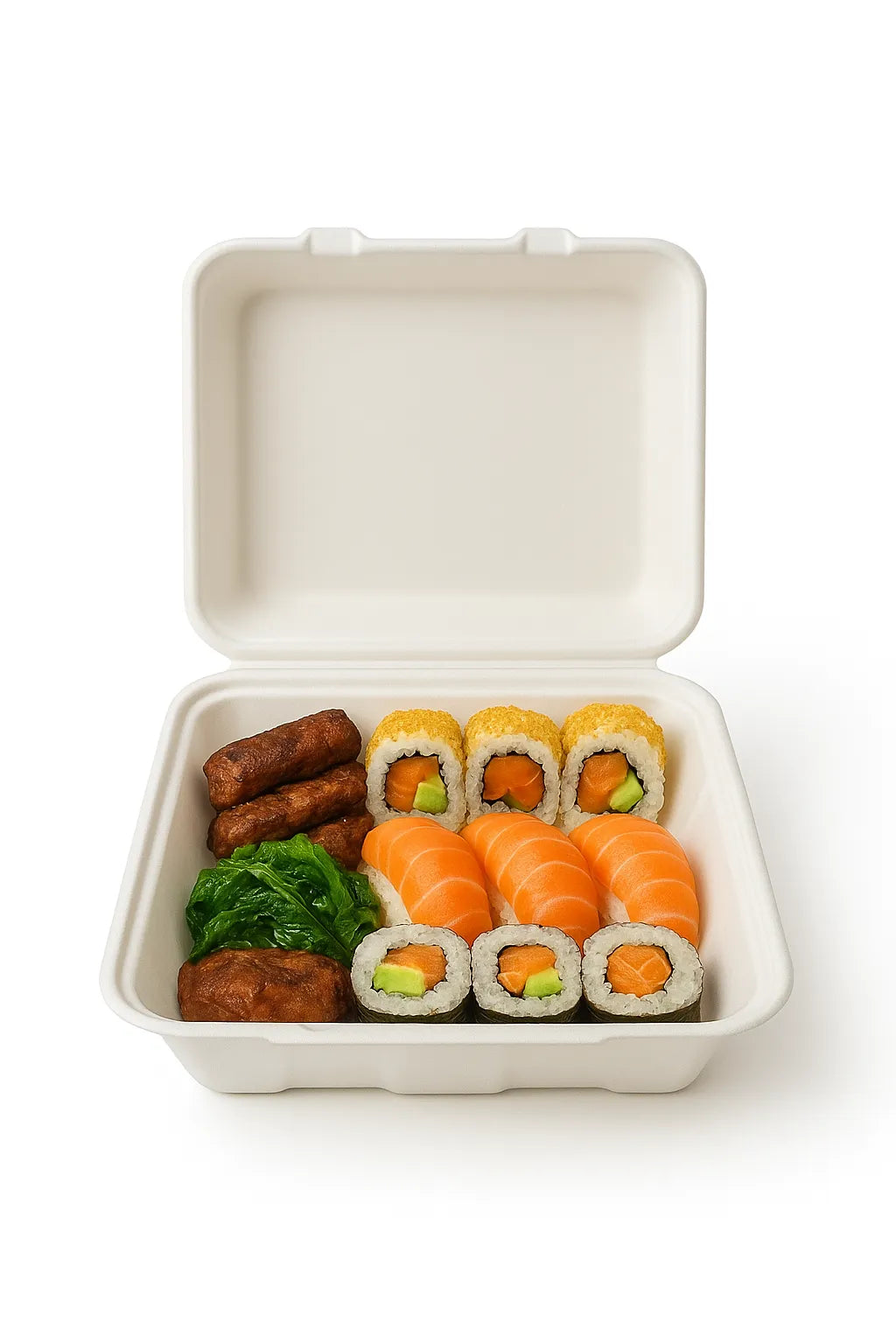 Disposoul 8"x8" Square Sugarcane Bagasse Clamshell Container Box