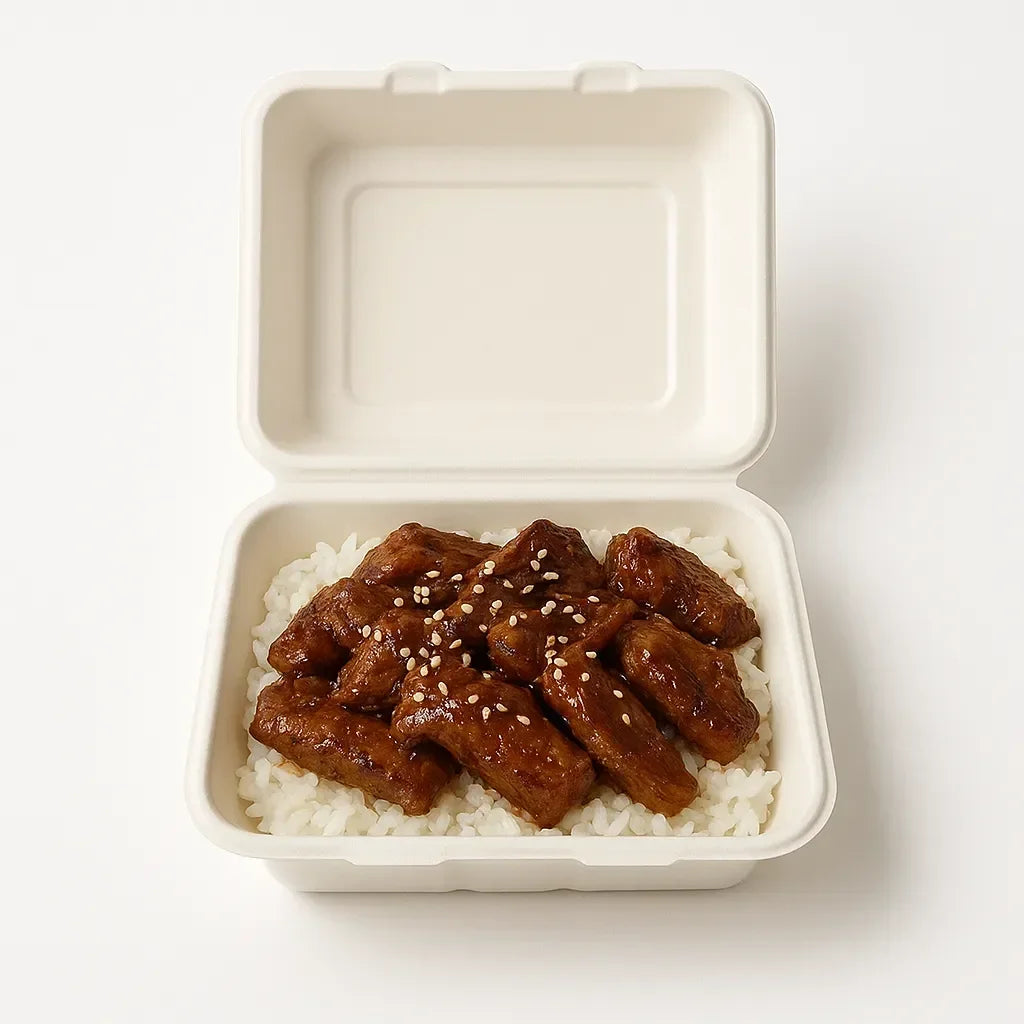Disposoul_9_x_9_Square_Sugarcane_Bagasse_Clamshell_Container_Box - Disposoul