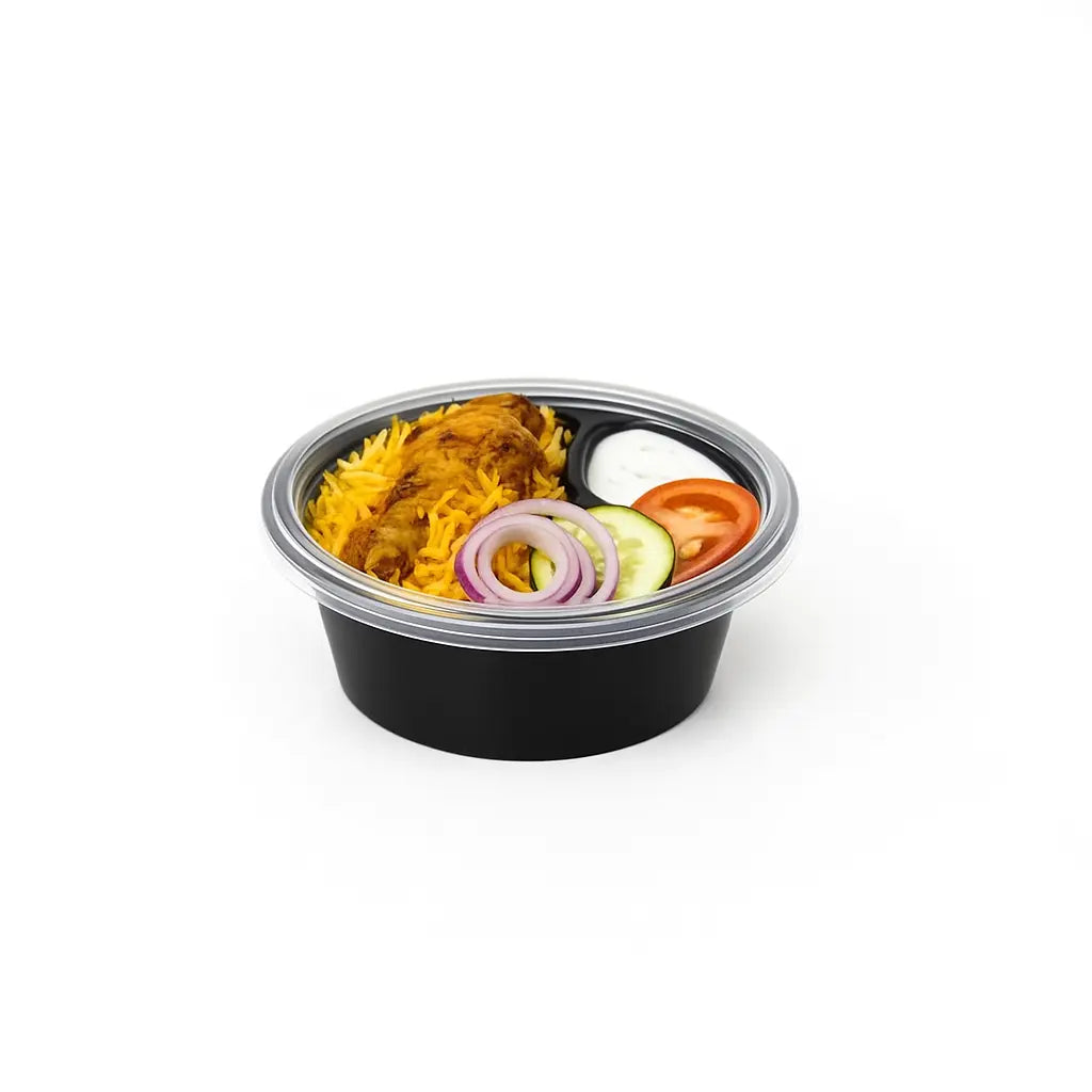 Disposoul Round Food Container With LID 8 Oz Tall 250Ml