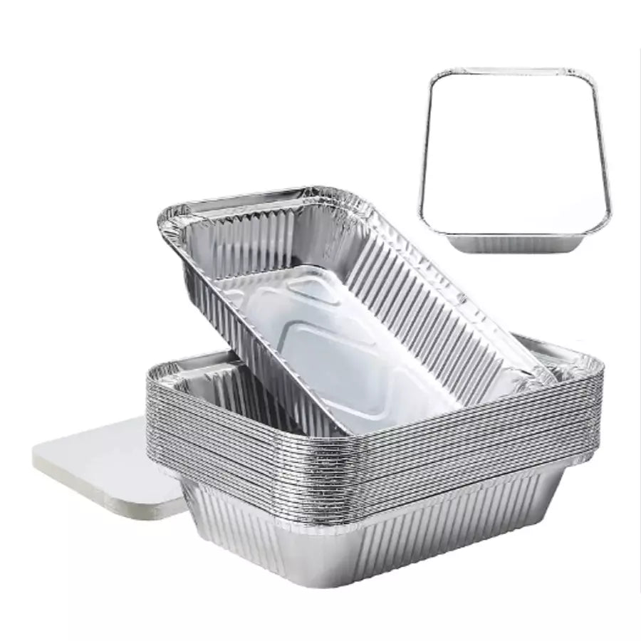 Disposoul 660ML Aluminum Foil Food Container WIth LID (Pack Of 100Pcs)