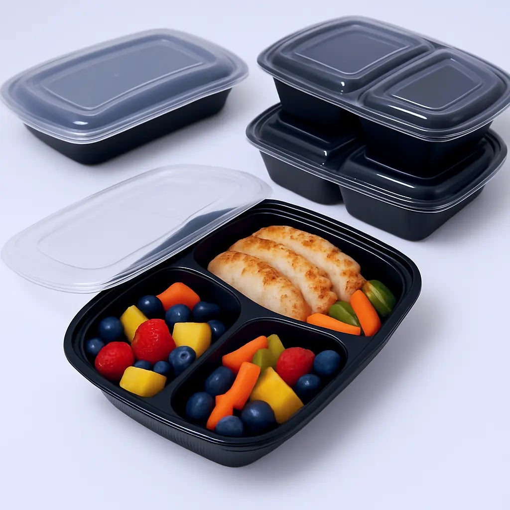 Disposoul 2 Compartment Meal Box Tray With Lid