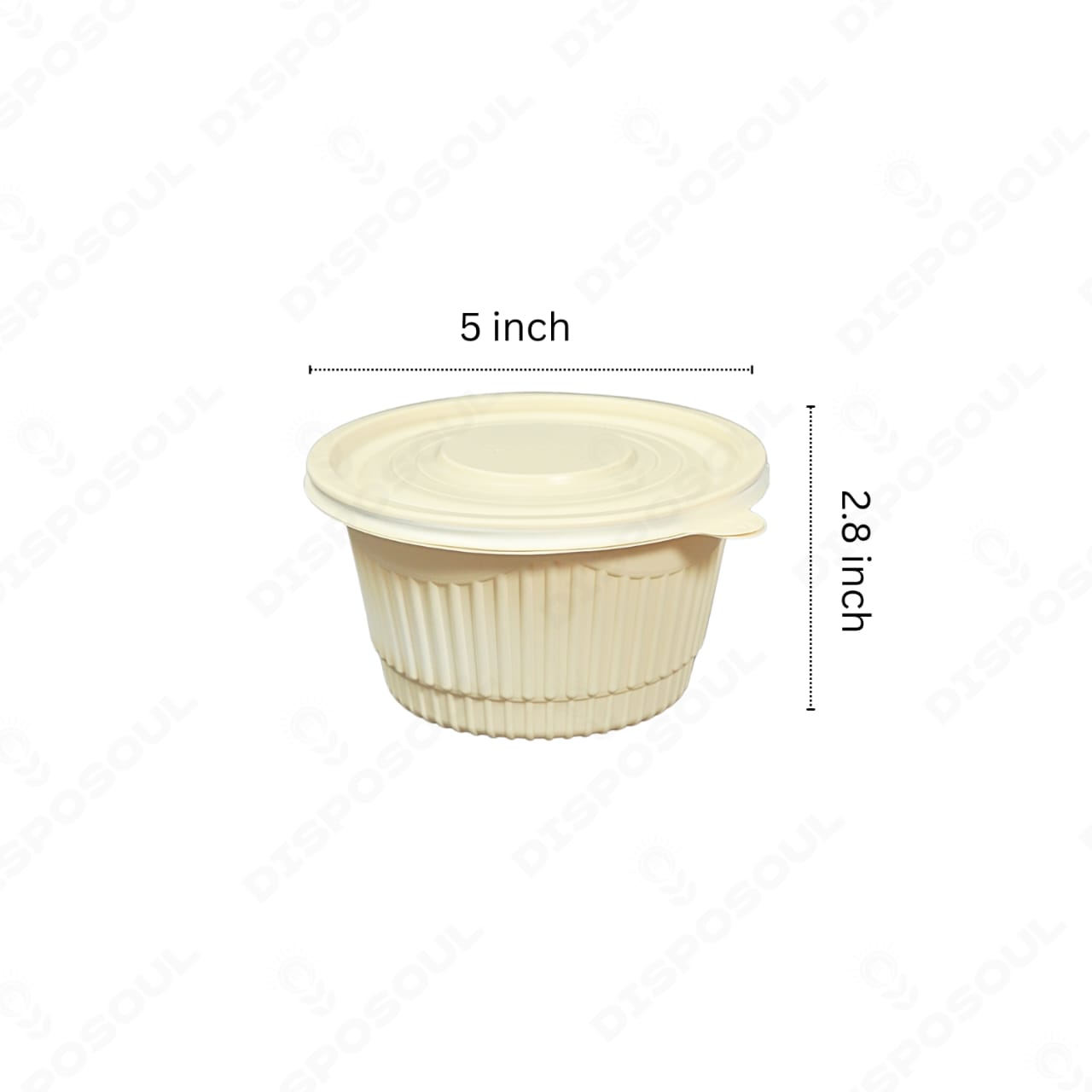 Disposoul Round Cornstarch Disposable Food Container With Lid 500Ml