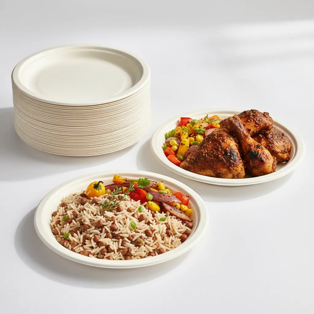 Disposoul Bagasse Round Disposable Plate 12 inch