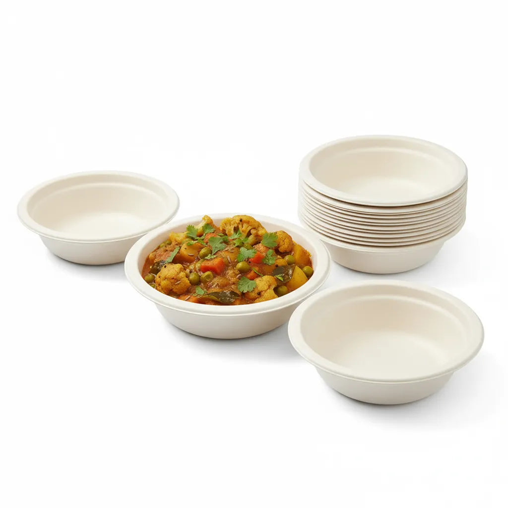 Disposoul Bagasse Round Disposable Bowl 350Ml
