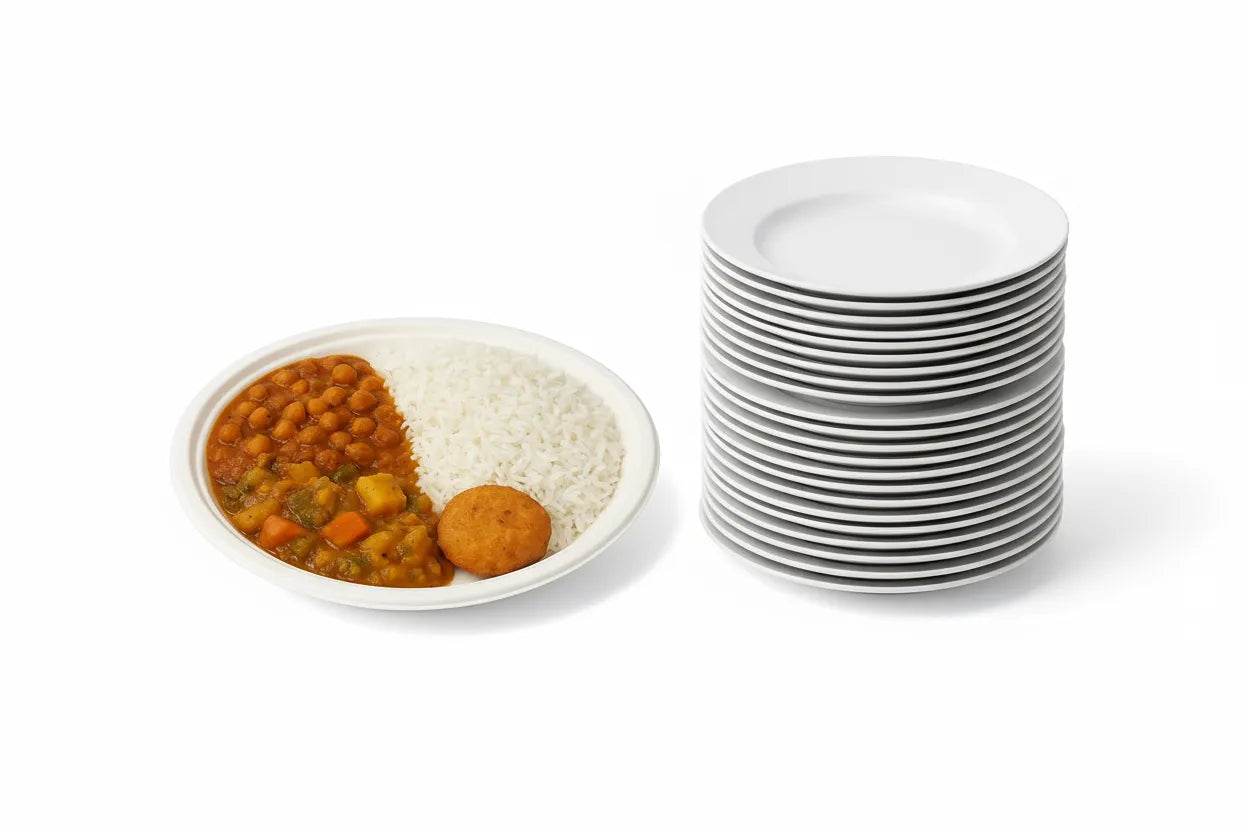 Disposoul Bagasse Round Disposable Plate 9 inch
