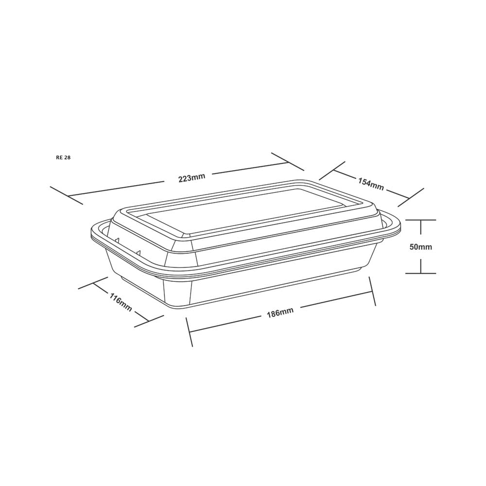Disposoul Rectangular Container Premium Series RE 28 With LID 840ML