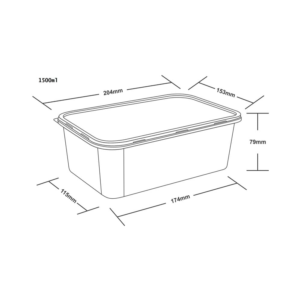Disposoul Rectangular Food Container With LID 1500 ml