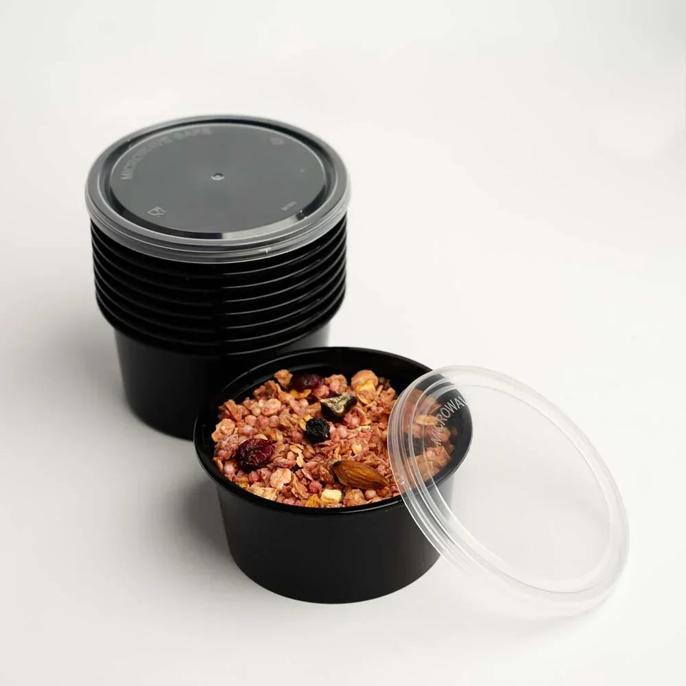 Disposoul Round Food Container With LID 8 Oz Tall 250Ml