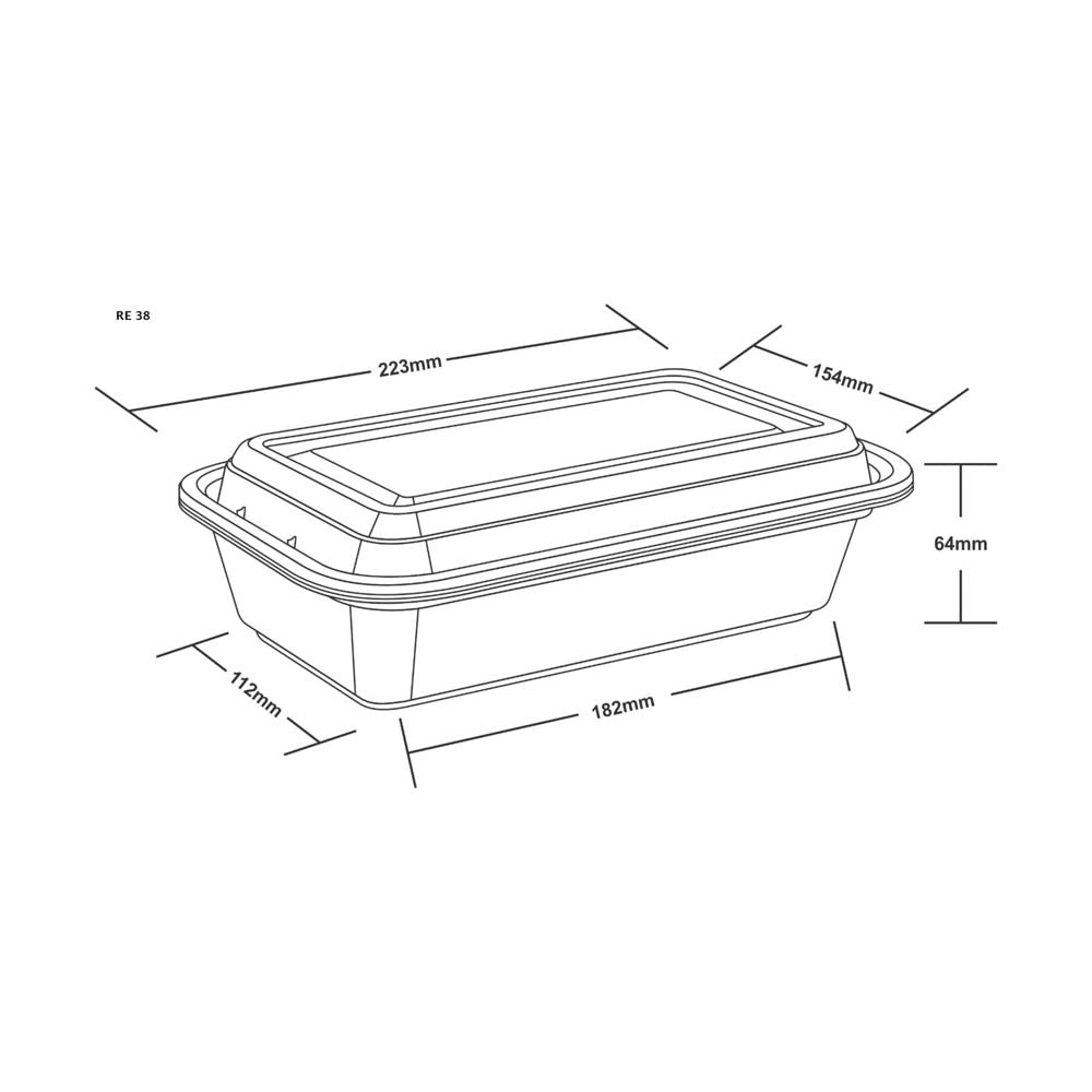 Disposoul Rectangular Container Premium Series RE 38 With LID 1140ML