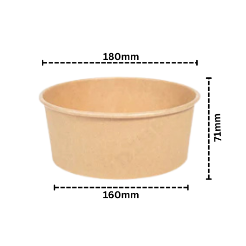 Disposoul Salad Round Paper Container 180DIA with LID 1300ML