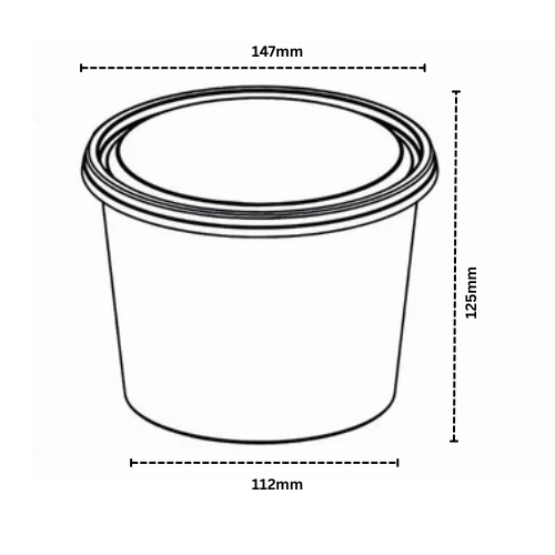Disposoul Round Food Container With LID 50 Oz 1500Ml