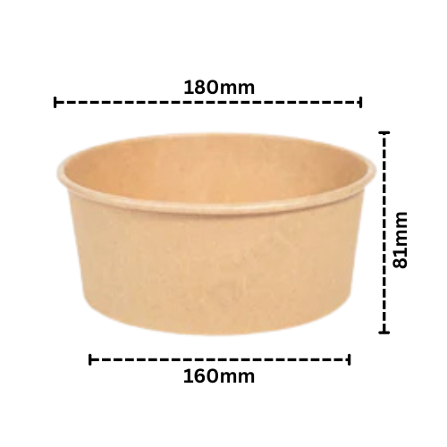 Disposoul Salad Round Paper Container 180DIA with LID 1500ML