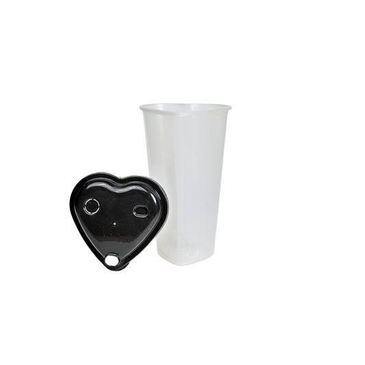 Disposoul Transparent Heart 350ML Sipper Glass with Lids