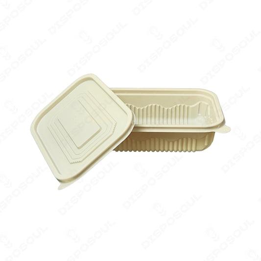 Disposoul Rectangular Cornstarch Disposable Food Container With Lid 100Ml (50pcs)